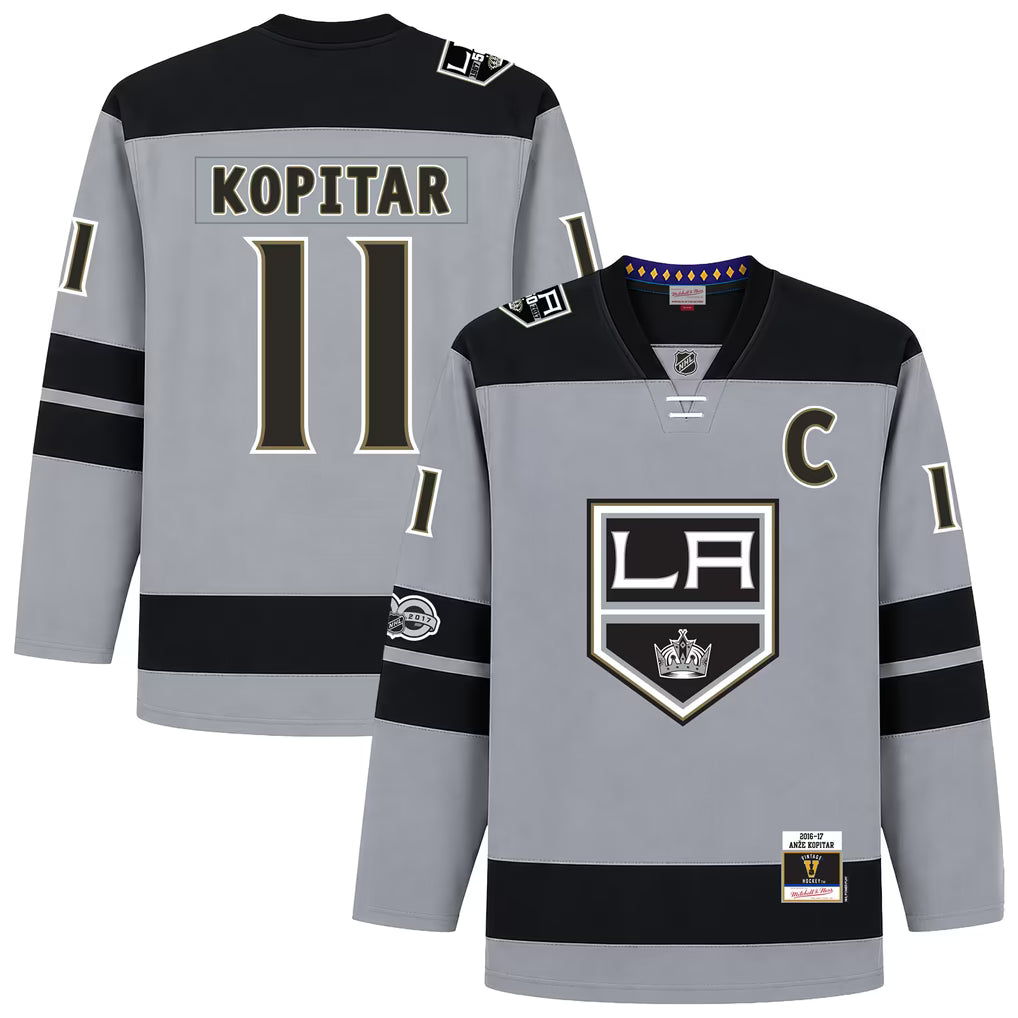 Anze Kopitar #11 Los Angeles Kings Grey Captain Edition NHL Hockey Jersey
