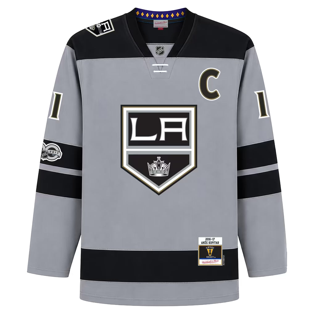Anze Kopitar #11 Los Angeles Kings Grey Captain Edition NHL Hockey Jersey