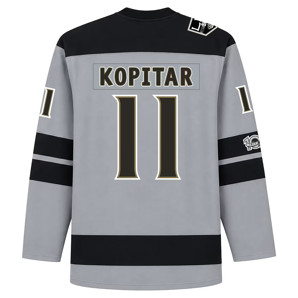 Anze Kopitar #11 Los Angeles Kings Grey Captain Edition NHL Hockey Jersey