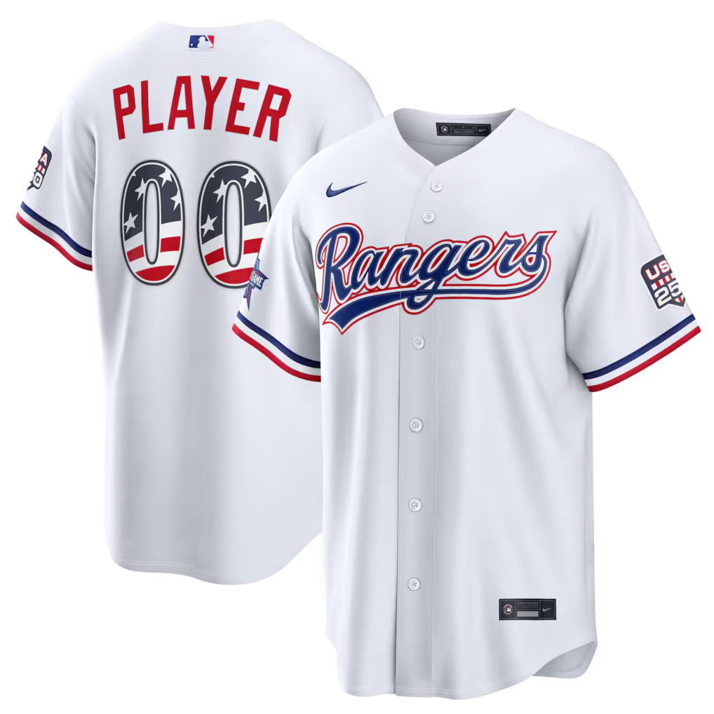 Custom Texas Rangers 2026 All-Star Edition Stars & Stripes Stadium Jersey - White