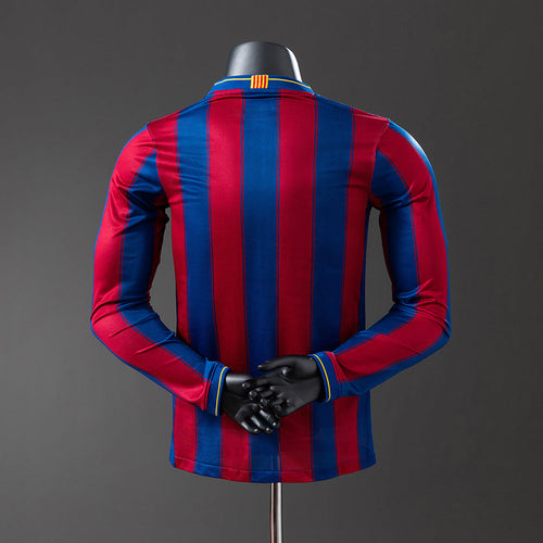 Barcelona 09/10 Home Long Sleeve Player Version Retro Jersey - Primetime Jerseys