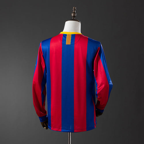 Barcelona 10/11 Home Champions League Edition Long Sleeve Retro Jersey - Primetime Jerseys