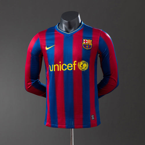 Barcelona 09/10 Home Long Sleeve Player Version Retro Jersey - Primetime Jerseys