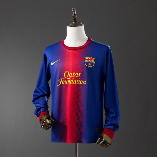 Barcelona 12/13 Home Long Sleeve Retro Jersey - Primetime Jerseys