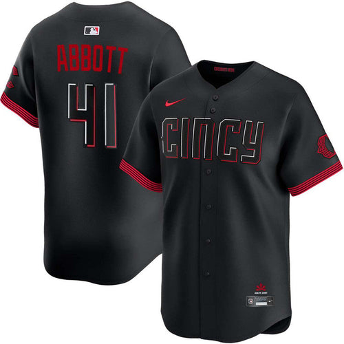 Andrew Abbott Cincinnati Reds City Connect Jersey - Black - Primetime Jerseys