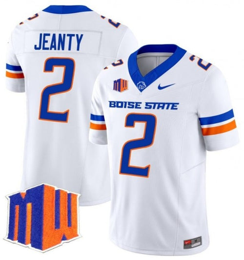 Ashton Jeanty Boise State Broncos Jersey - White - Primetime Jerseys