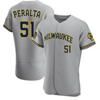 Back view showing Peralta name and number 51 on Milwaukee Brewers jersey