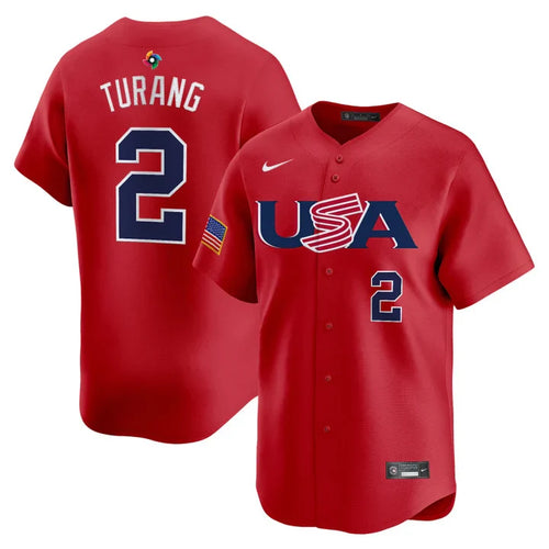 Brice Turang USA Baseball 2026 World Baseball Classic Alternate Stadium Jersey - Red - Primetime Jerseys