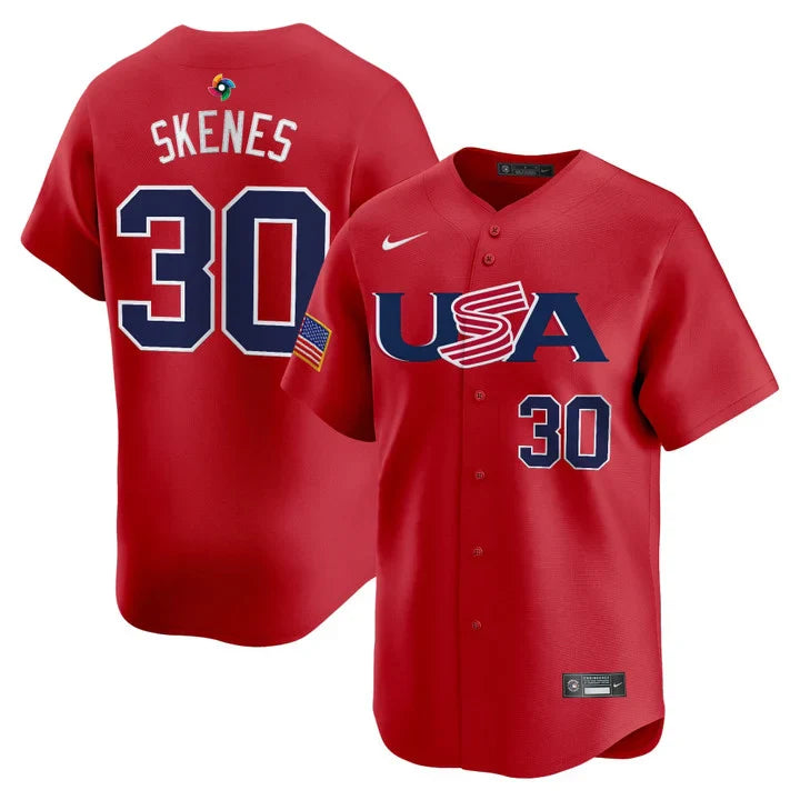 Paul Skenes USA Baseball 2026 World Baseball Classic Alternate Stadium Jersey - Red