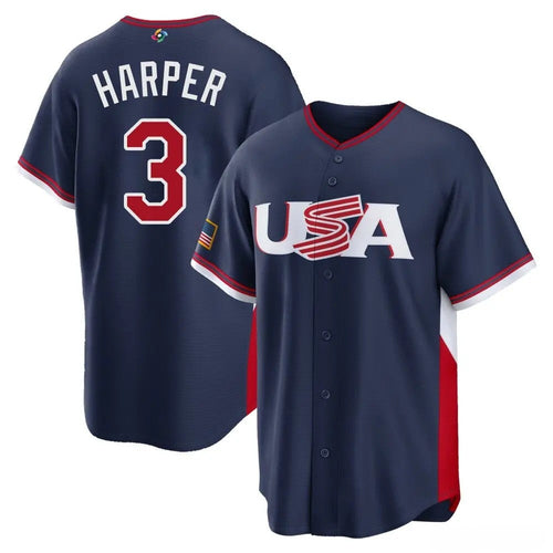 Bryce Harper USA Baseball 2026 World Baseball Classic Road Stadium Jersey - Navy - Primetime Jerseys