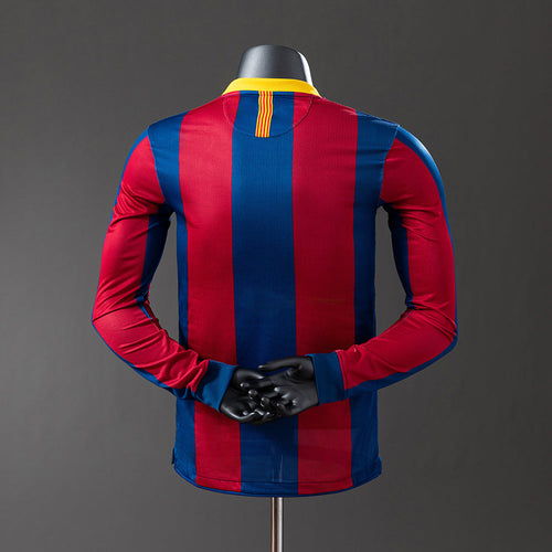 Barcelona 10/11 Home Long Sleeve Player Version Retro Jersey - Primetime Jerseys