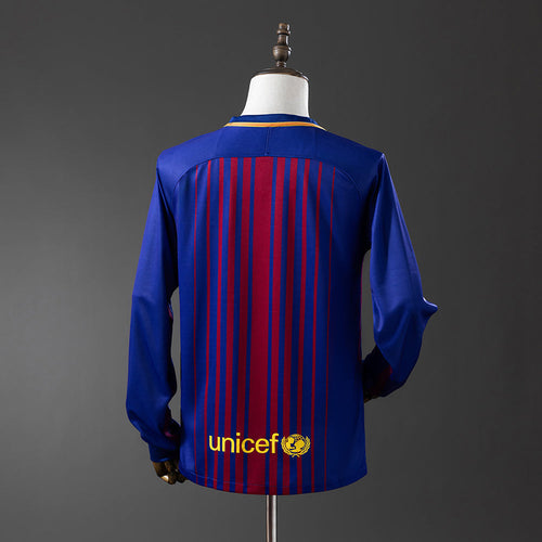 Barcelona 17/18 Home Long Sleeve Retro Jersey - Primetime Jerseys