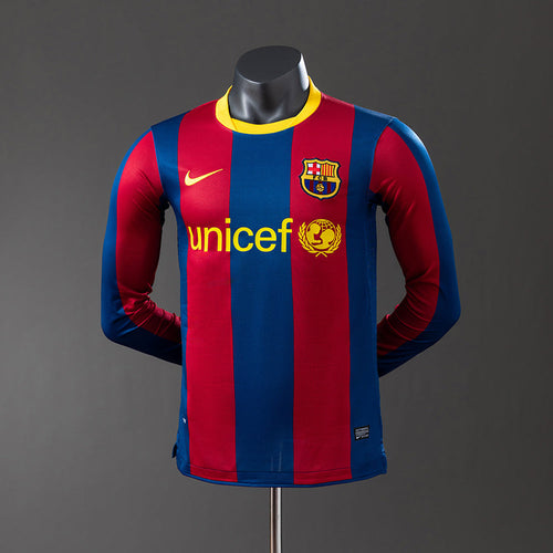 Barcelona 10/11 Home Long Sleeve Player Version Retro Jersey - Primetime Jerseys