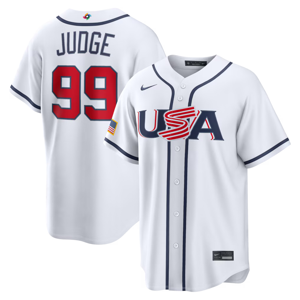 Aaron Judge USA Baseball 2026 World Baseball Classic Home Stadium Jersey - White - Primetime Jerseys