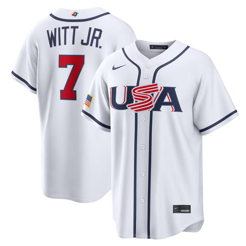 Bobby Witt Jr. USA Baseball 2026 World Baseball Classic Home Stadium Jersey - White - Primetime Jerseys