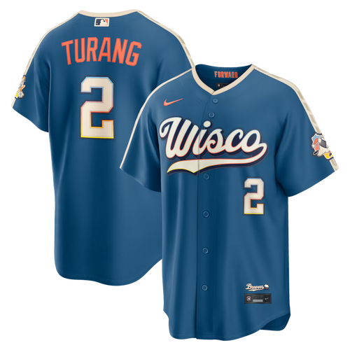 Brice Turang Milwaukee Brewers 2026 City Connect Stadium Jersey - Mineral Blue - Primetime Jerseys
