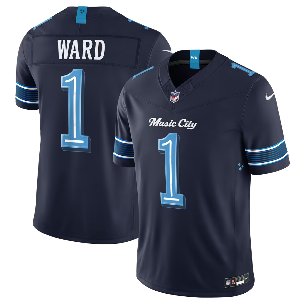Ward Navy #1 Tennessee Titans 2026 Rivalries Stitched NFL Jersey