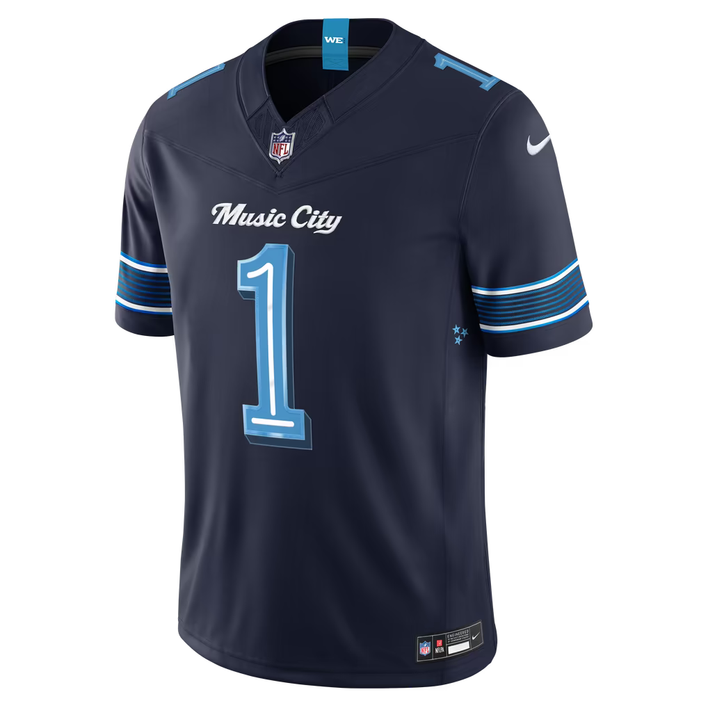 Ward Navy #1 Tennessee Titans 2026 Rivalries Stitched NFL Jersey