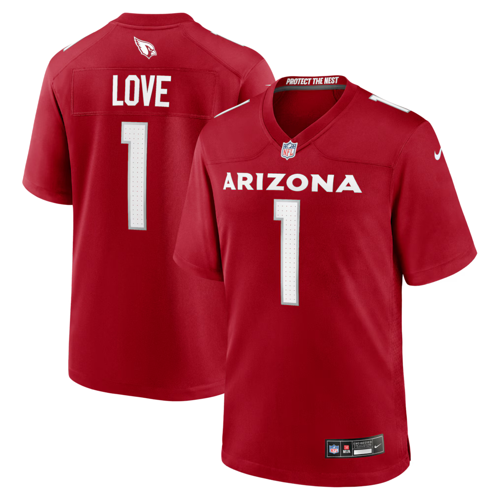 Jeremiyah Love Arizona Cardinals 2026 NFL Draft First Round Pick No. 3 Jersey - Cardinal Red