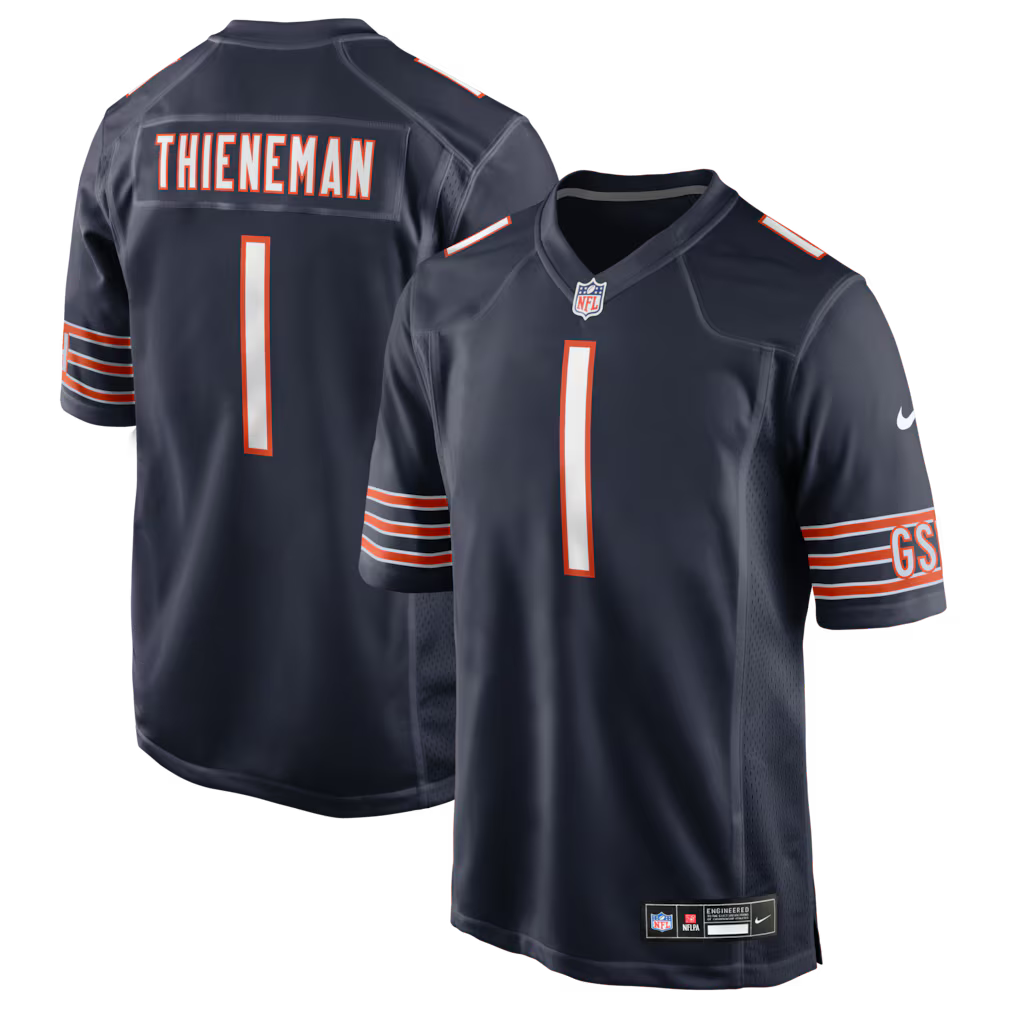 Dillon Thieneman Chicago Bears 2026 NFL Draft First Round Pick No. 25 Jersey - Navy