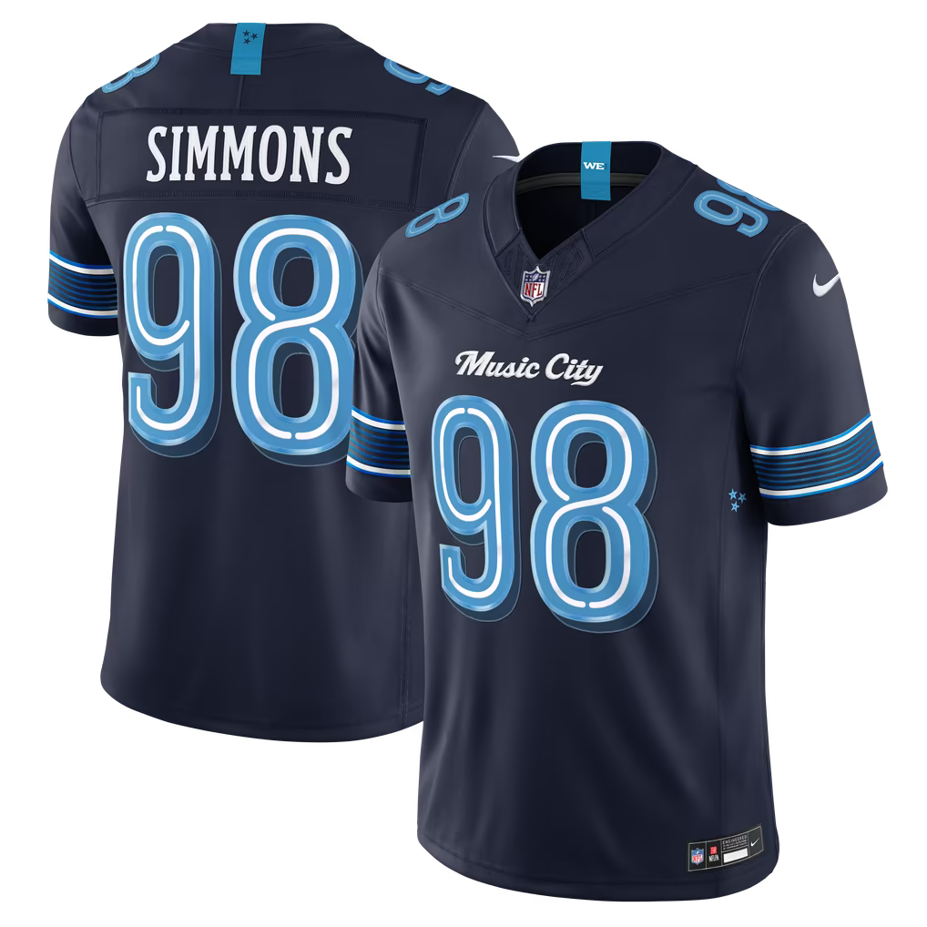 Jeffery Simmons Navy #98 Tennessee Titans 2026 Rivalries Stitched NFL Jersey