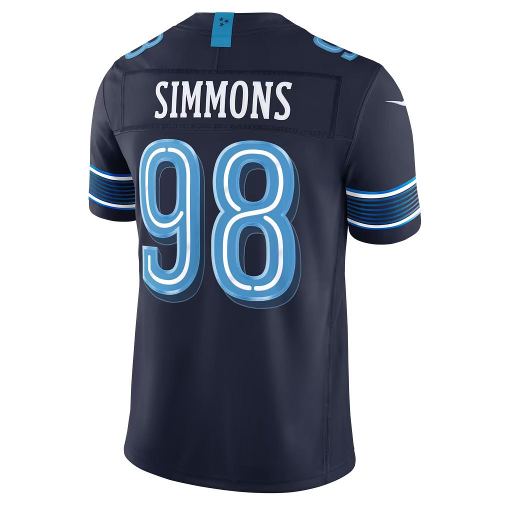 Jeffery Simmons Navy #98 Tennessee Titans 2026 Rivalries Stitched NFL Jersey