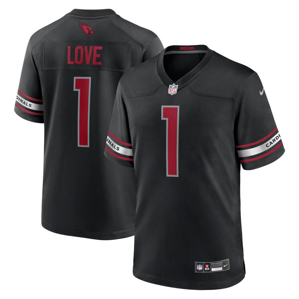 Jeremiyah Love Arizona Cardinals 2026 NFL Draft First Round Pick No. 3 Jersey - Black