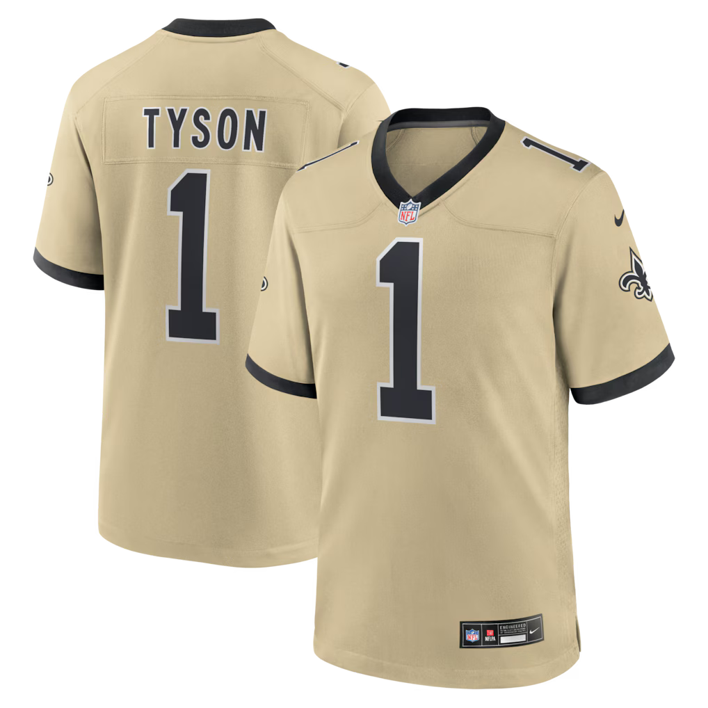 Jordyn Tyson New Orleans Saints 2026 NFL Draft First Round Pick No. 8 Jersey - Gold