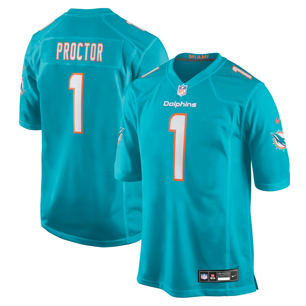 Kayden Proctor Miami Dolphins 2026 NFL Draft First Round Pick No. 12 Jersey - Aqua