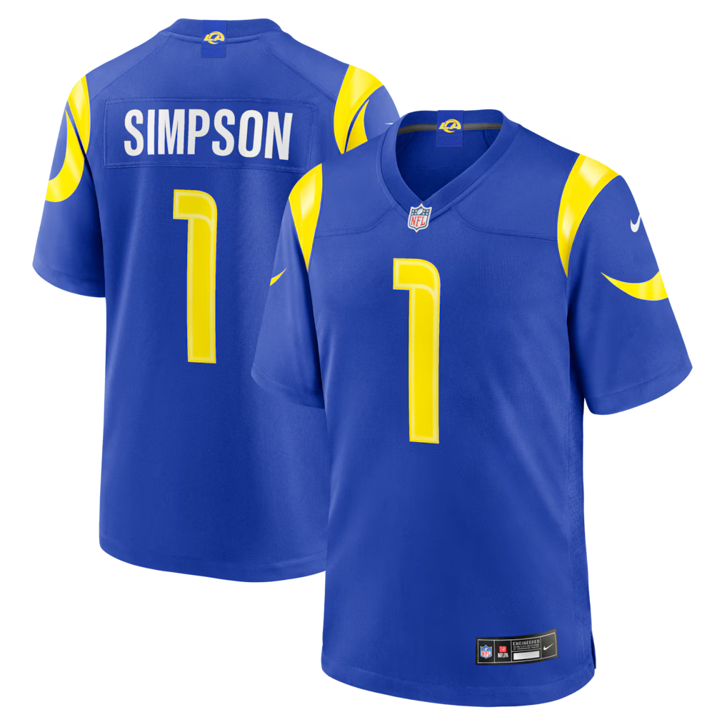 Ty Simpson Los Angeles Rams 2026 NFL Draft First Round Pick No. 13 Jersey - Royal