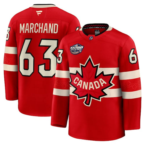 Brad Marchand Canada 2025 4 Nations Face-Off Premium Jersey - Red - Primetime Jerseys